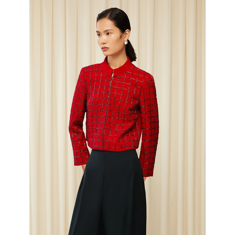 Song of Song歌中歌冬季小立领羊毛钉珠外套5C33510170