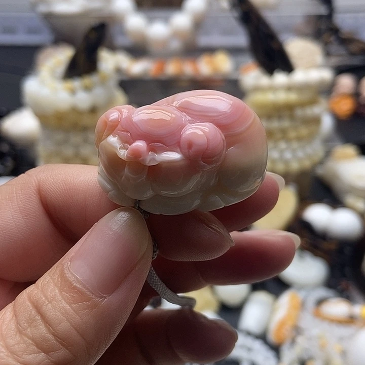 非金属贝壳贝雅轩工艺品粉色猪