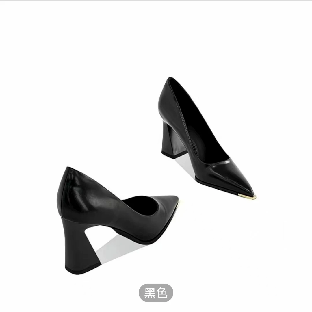 【清库存】新款389真皮高跟鞋粗跟爆款尖头气质时尚百搭法式魔伊拉