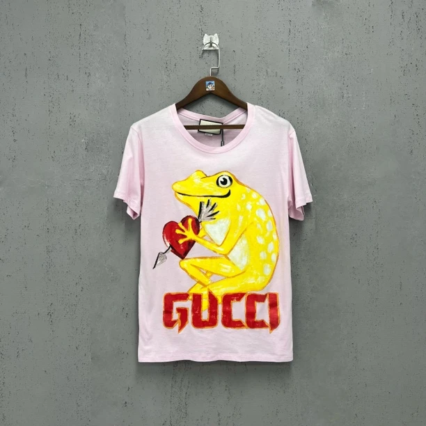 99新 GUCCI/古驰 gucci粉色卡通青蛙印花短袖s码
