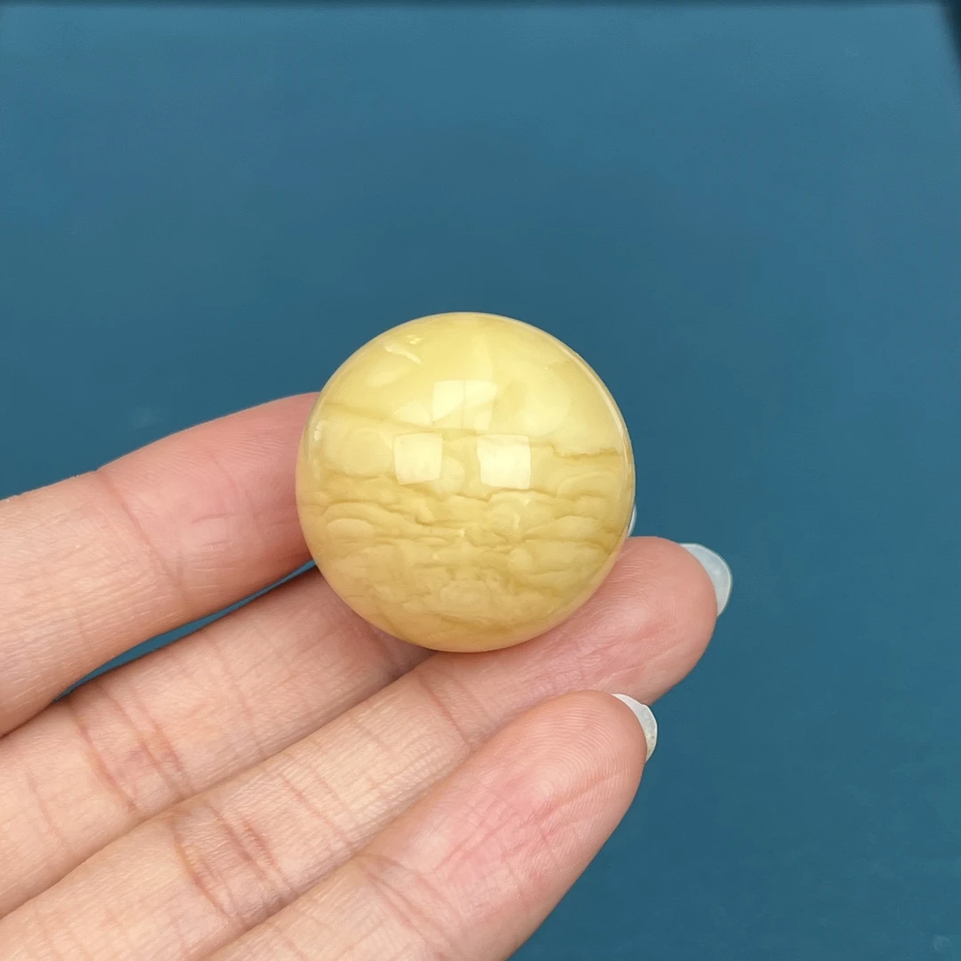 Y7272天然原矿蜜蜡圆珠25.3mm抖音基地质检发货