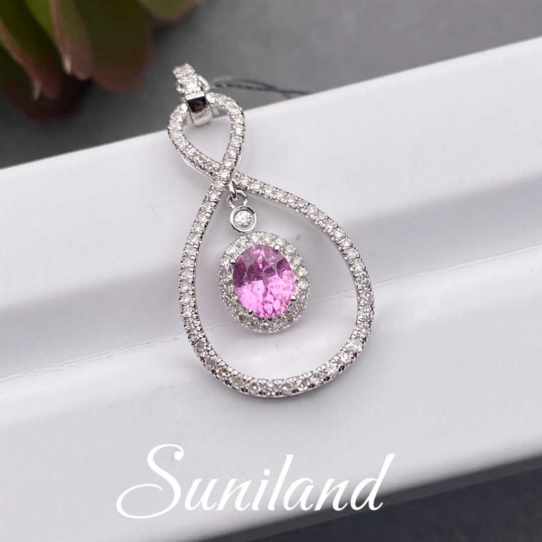 M228-FS-0.79ct无烧帕帕拉恰蓝宝石18K金2.43g天然钻96颗