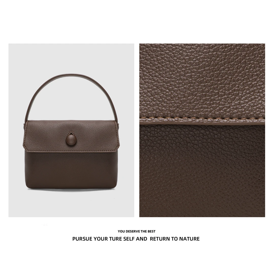 新款荔枝纹翻盖轻便复古手提包简约斜挎百搭洋气包026