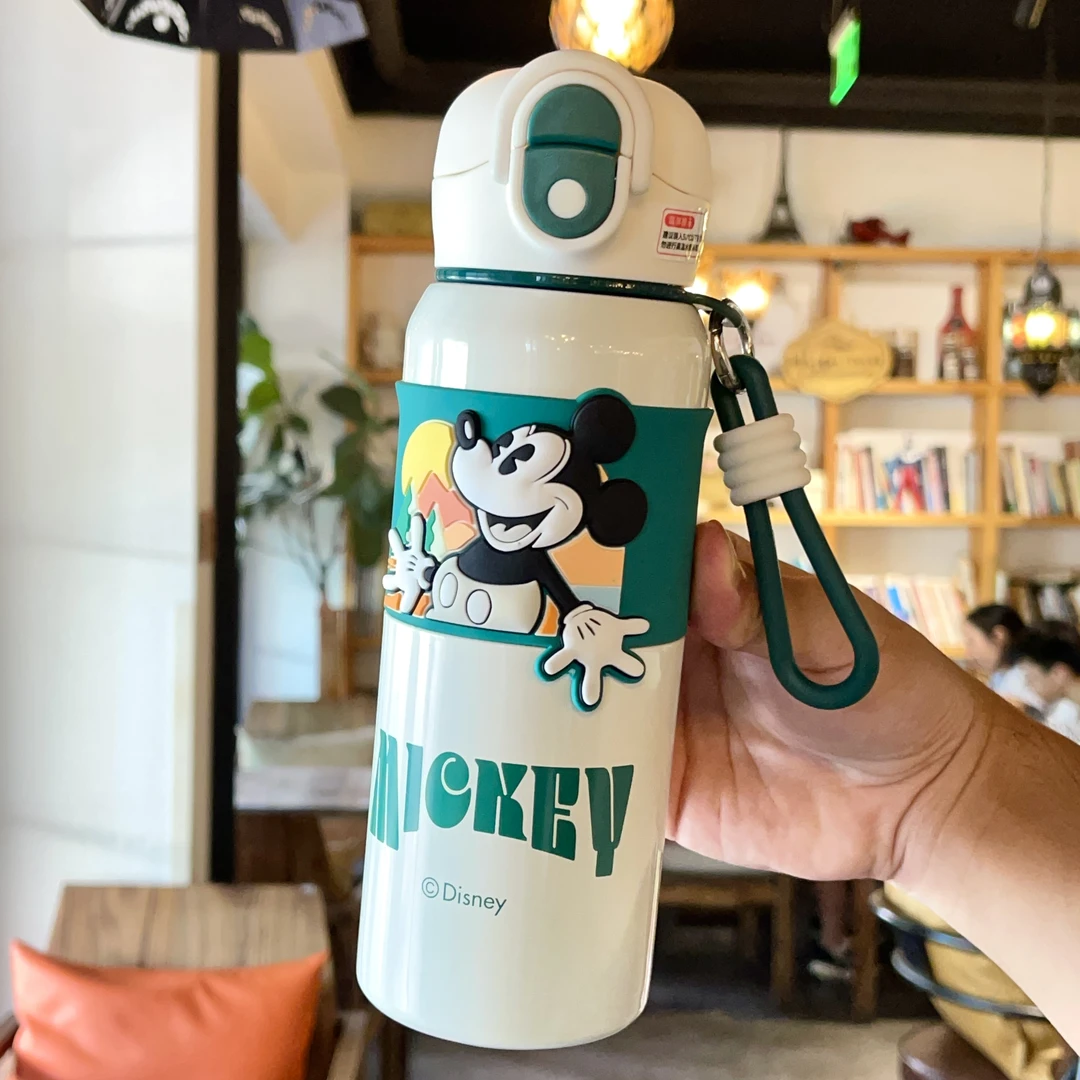 迪士尼草莓熊儿童保温杯男女大容量水杯316上学专用带吸管双饮杯