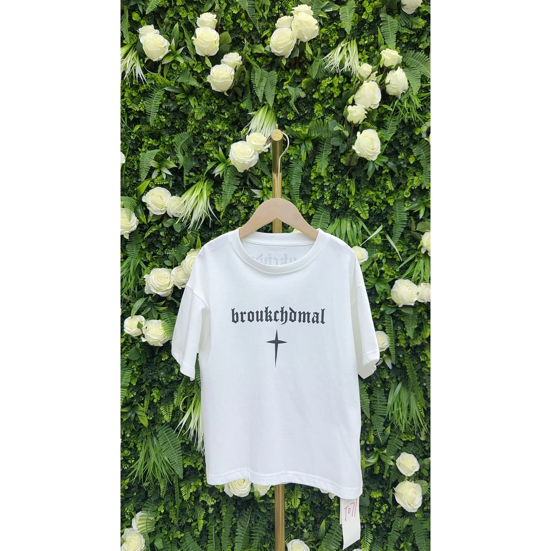 品牌高端透气纯棉字母印花T恤【大童-青少年】短袖【130-170】——T071