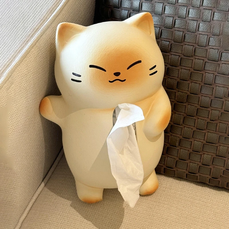 猫咪创意纸巾盒陶瓷家用客厅茶几桌面抽纸盒卡通高颜值纸巾收纳盒