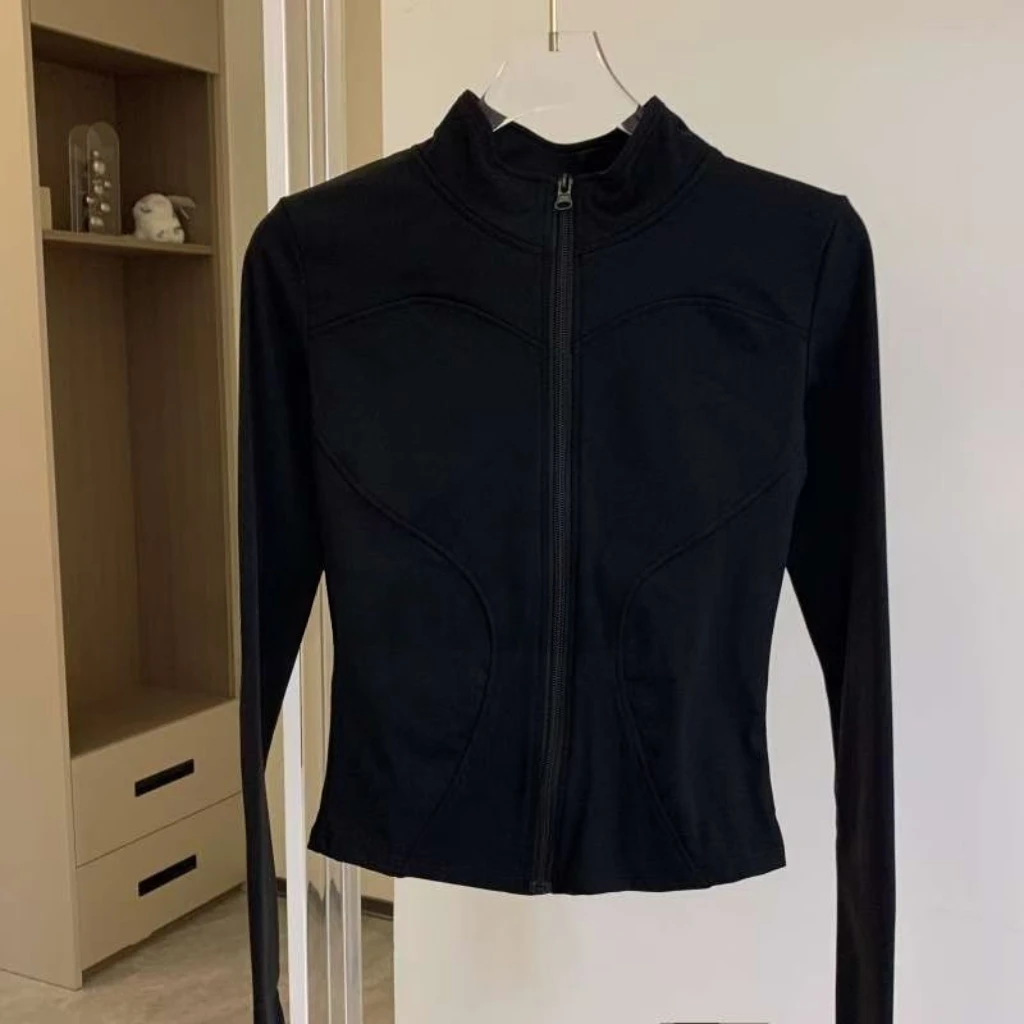 「涵涵家」暖暖绒！加绒加厚秋冬保暖运动修身显瘦瑜伽服短外套#8901