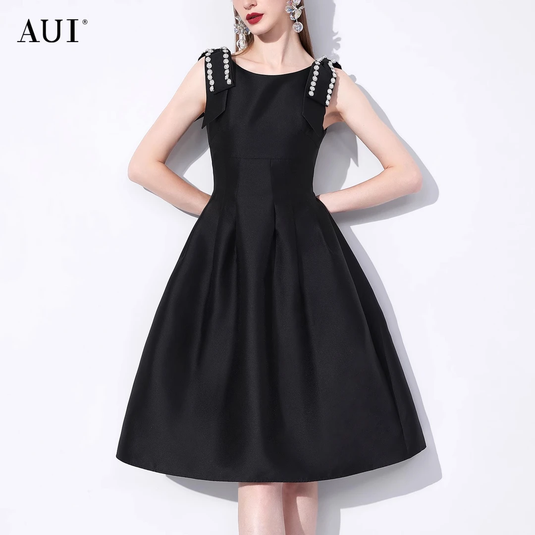 【宠粉专属】AUI黑色御姐气质高级感腰修身A字裙-23W012583