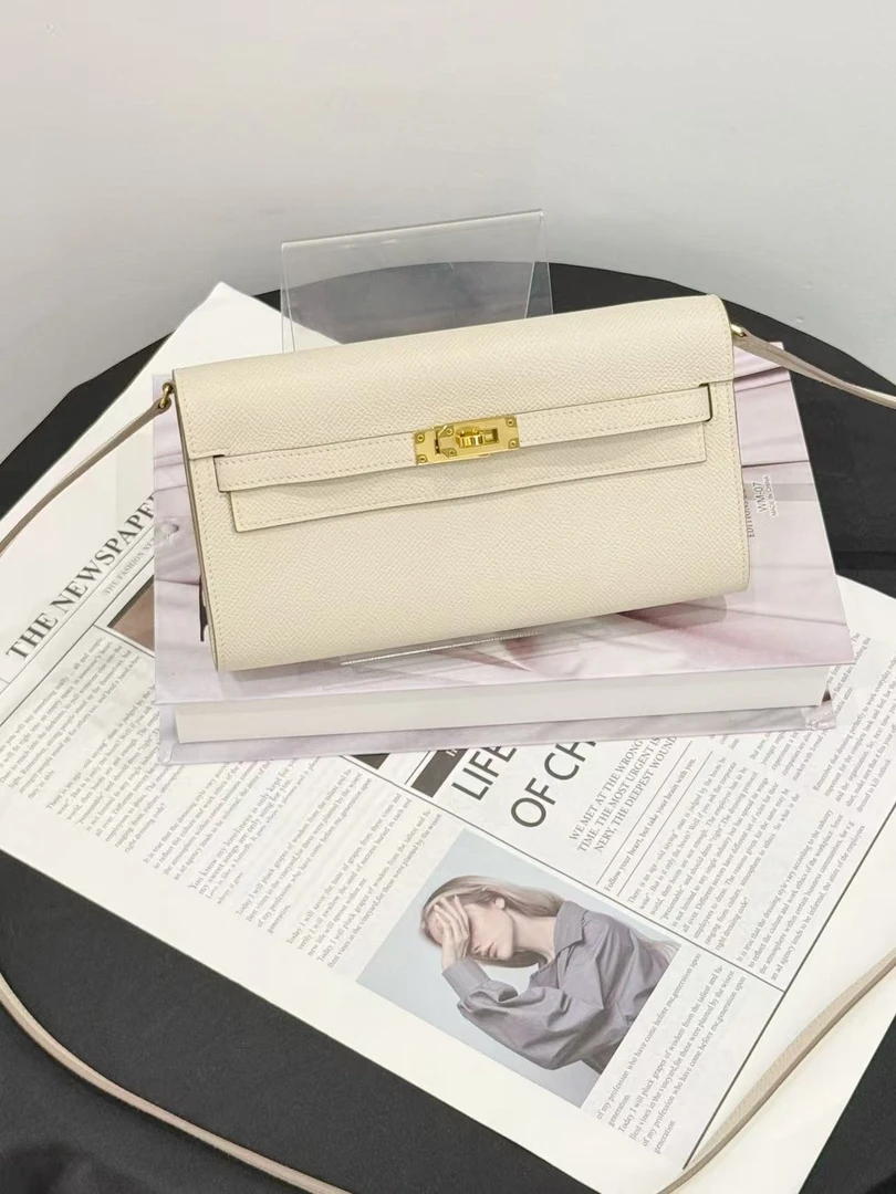 99新 Hermes/爱马仕 Kelly togo奶昔白B刻 全套拍下送鉴定