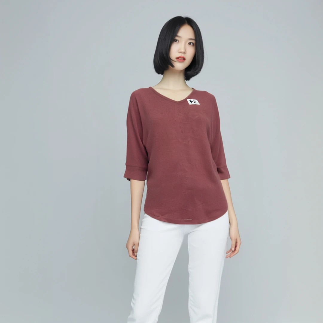 C321夏季新款绵5分袖欧若风针织衫