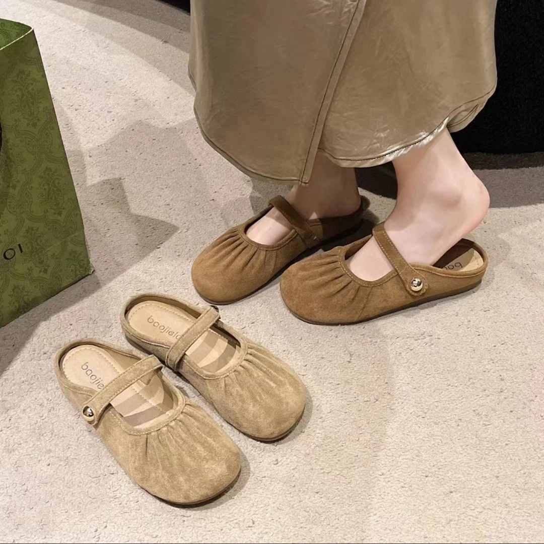 2025年新款春夏仙女风森系包头半拖鞋K01