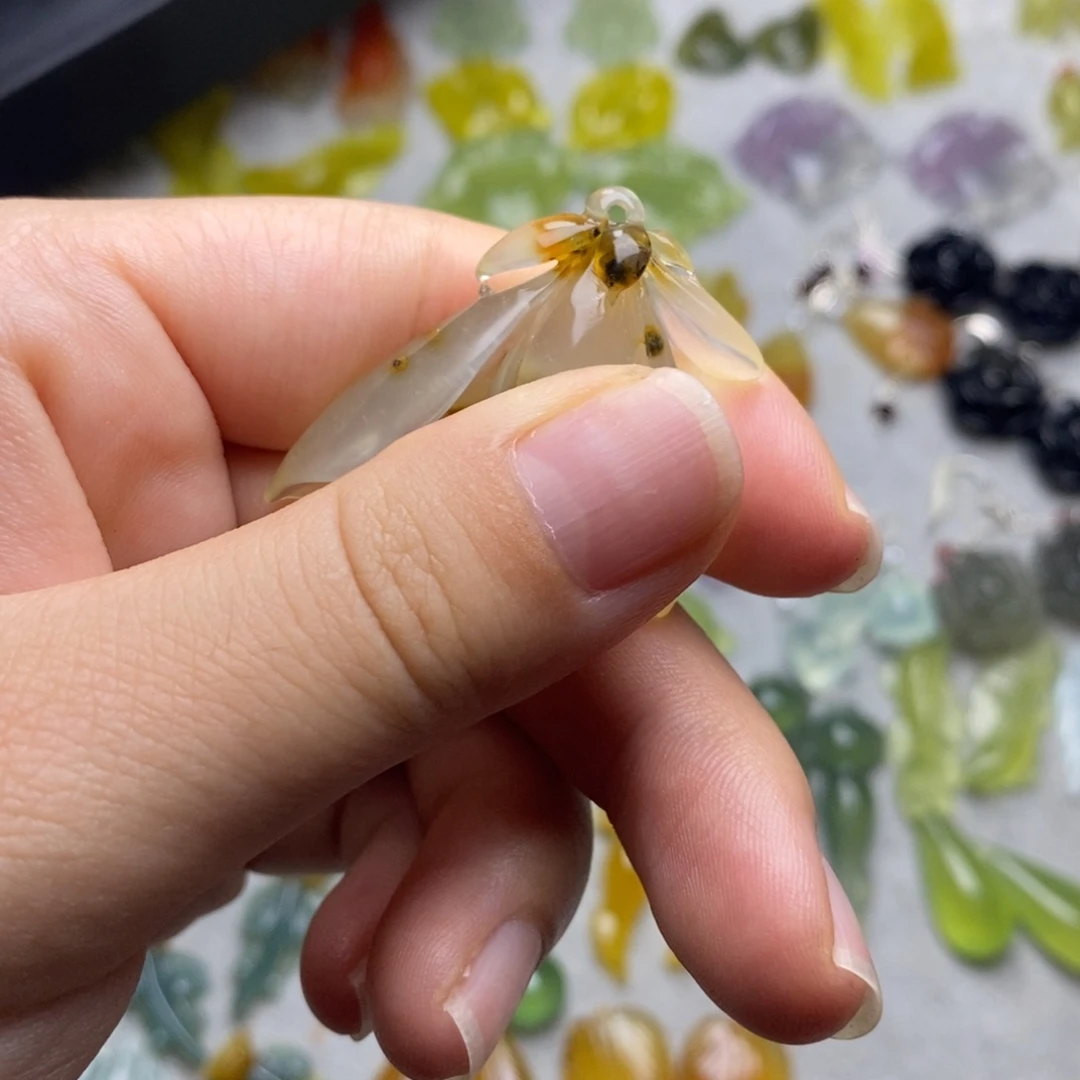 墨***蛇纹石玉未镶嵌耳饰/颈饰