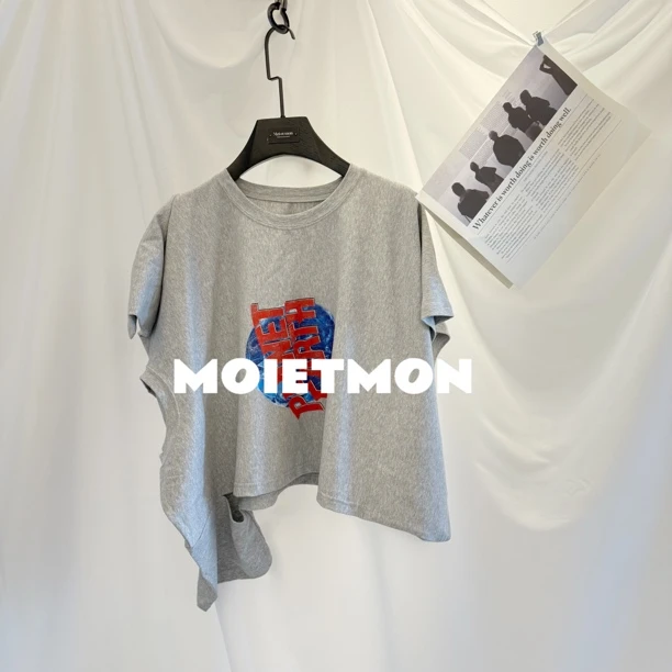 【Moi et mon】春夏新款小众不规则百搭宽松圆领短袖时尚休闲短袖