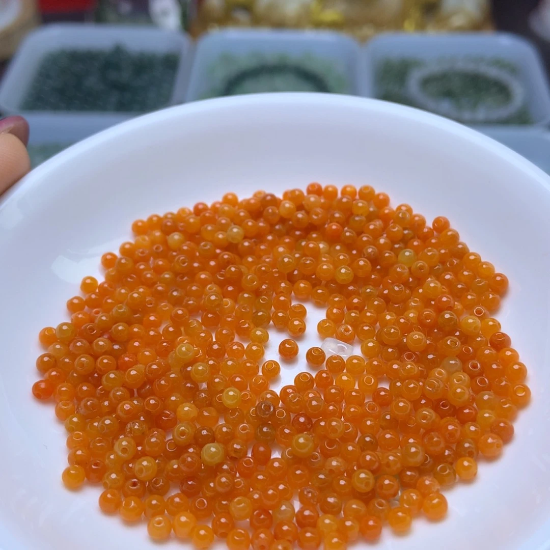 未镶嵌手链翡翠卡3冰橘红100个