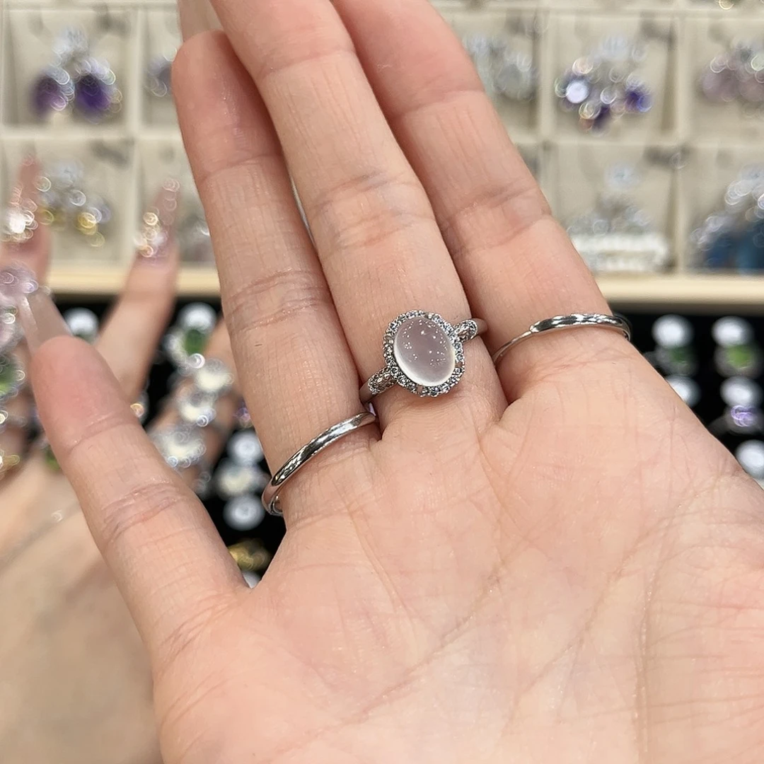 姑***️岫玉银S925镶嵌戒指