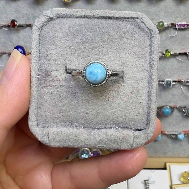 银S925镶嵌海蓝宝石戒圈