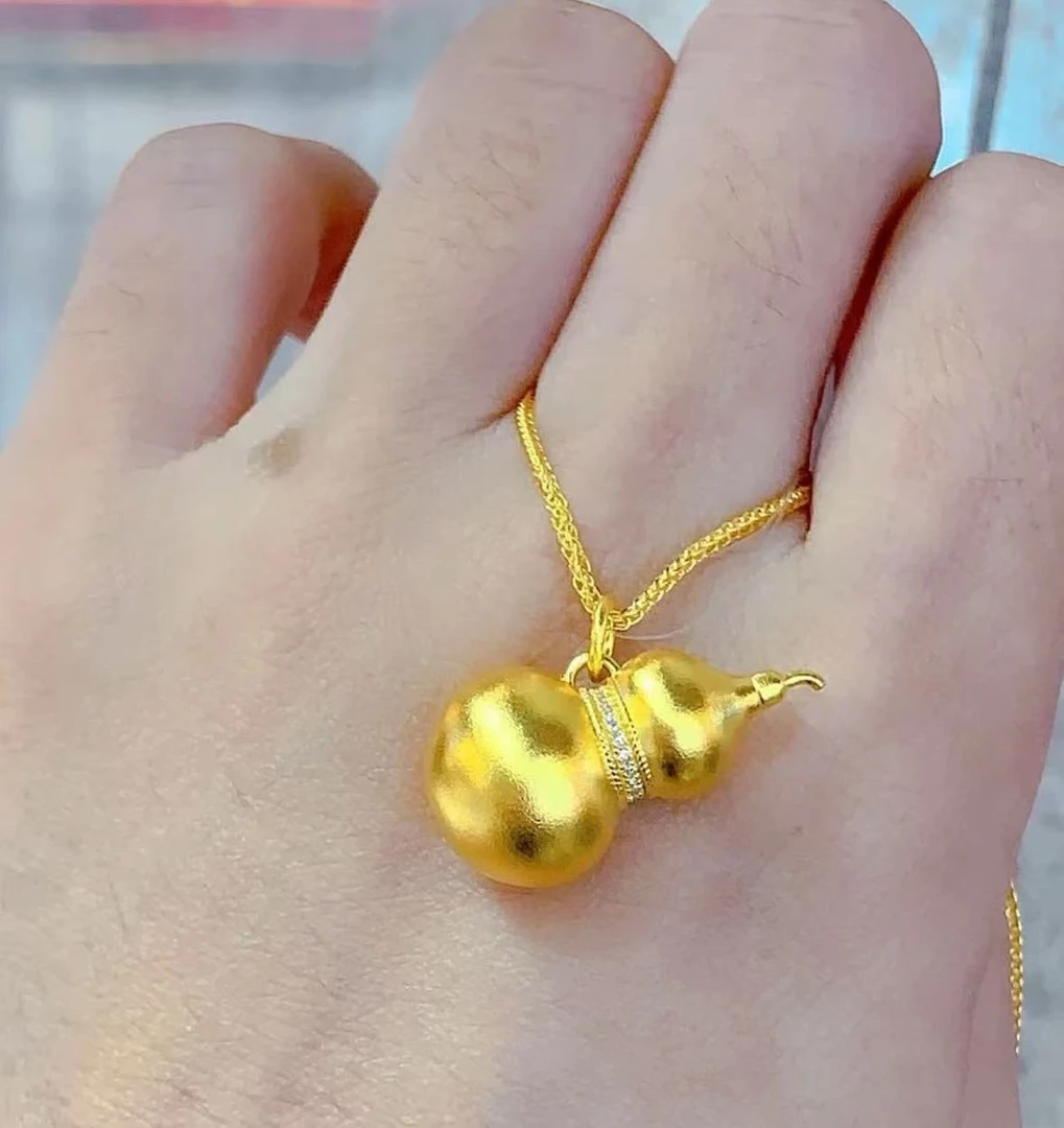 坠链均足银 葫芦福禄镶钻款实心吊坠新中式百搭款母亲节