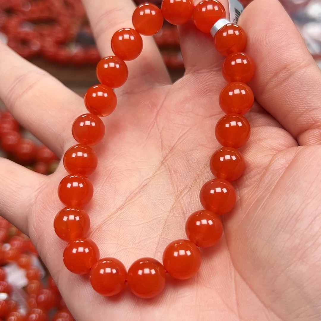 南红玛瑙未镶嵌手链保山料9.6m圆珠
