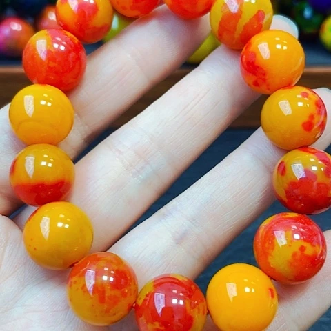 玛瑙/玉髓手链未镶嵌红花血龙蛋14