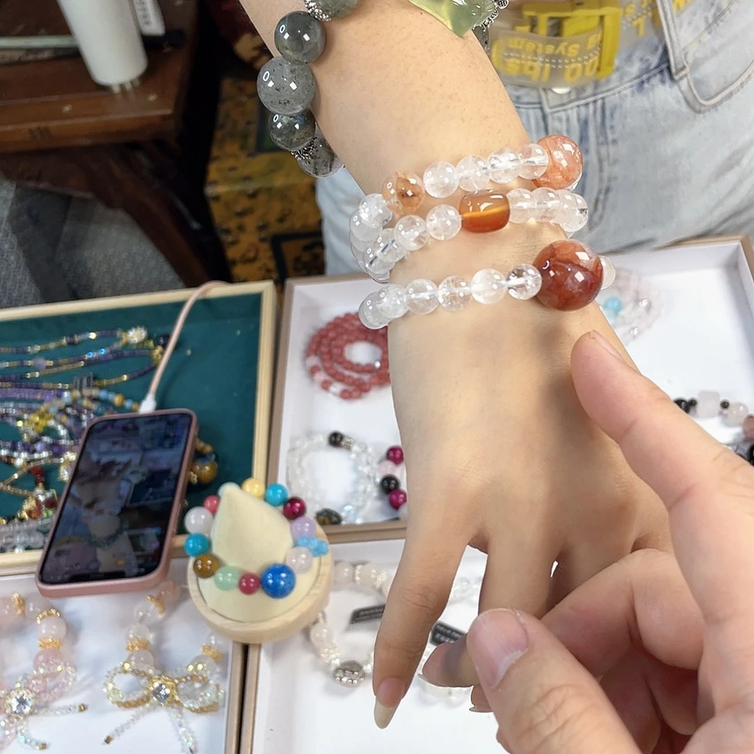 水晶手链银S925镀金镶嵌