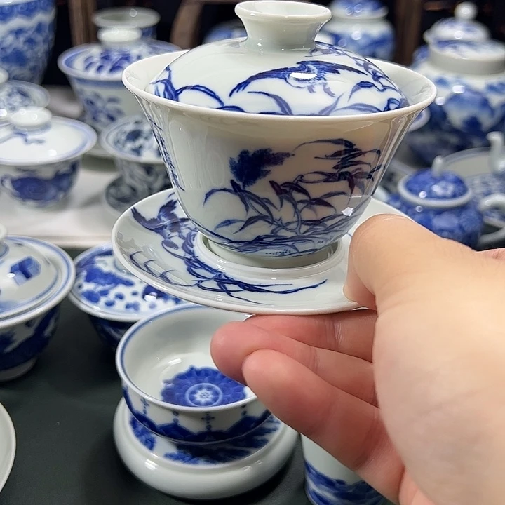 微瑕柴窑花鸟大雁三才