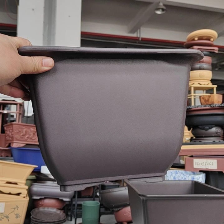 树脂简*～5只30*20缩底四方盆紫檀色