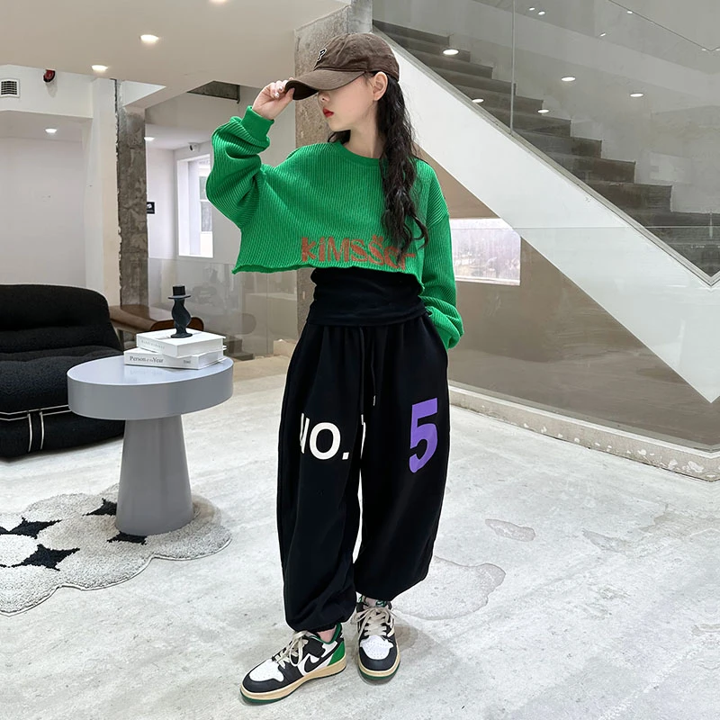 女童街舞三件套春秋2025新款6-12岁15岁中大童洋气网红炸街演出服