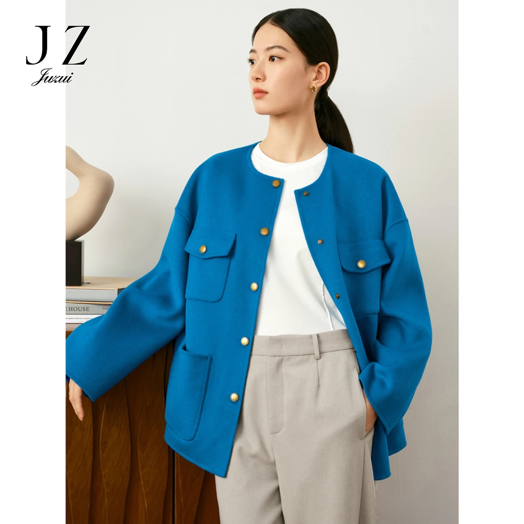 【丽公主专属】玖姿安娜蔻JTDQ40510圆领长袖日常休闲通勤H型绵羊毛