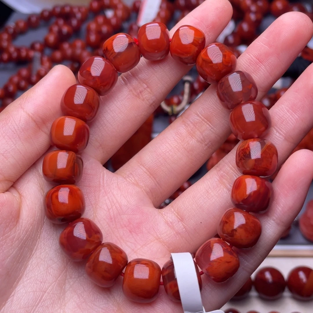 未镶嵌其他南红玛瑙12mm精品瓦西火焰纹老型手串