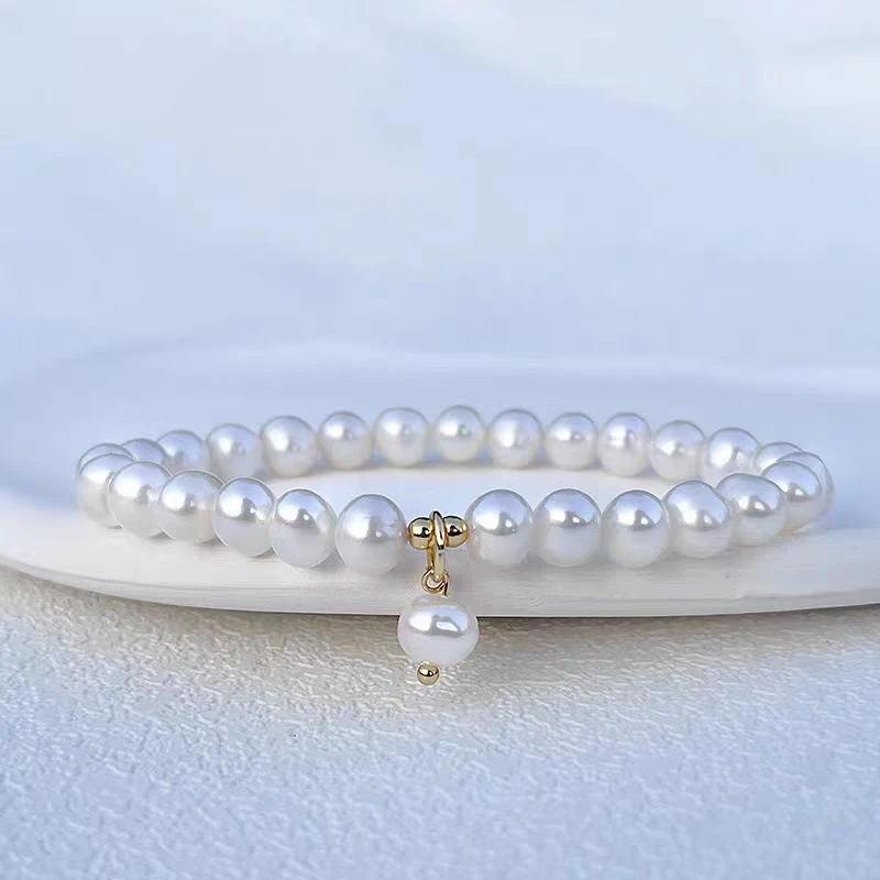 【叮当】6-7mm淡水无核白珍珠百搭手链轻奢小众手串DSL00564