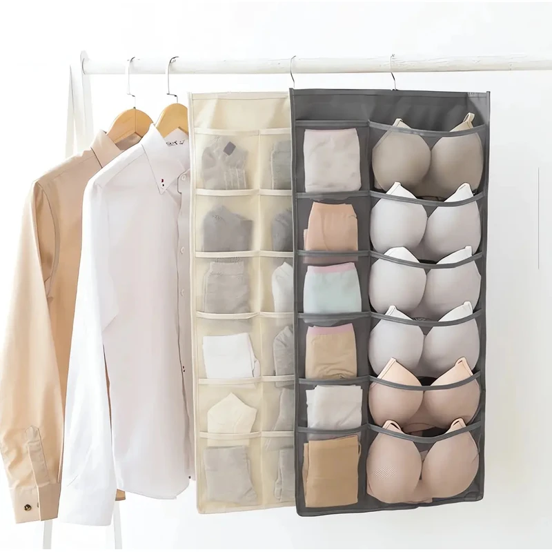 【双面30格】      收纳挂袋宿舍悬挂式内裤内衣袜子储物袋内衣内裤