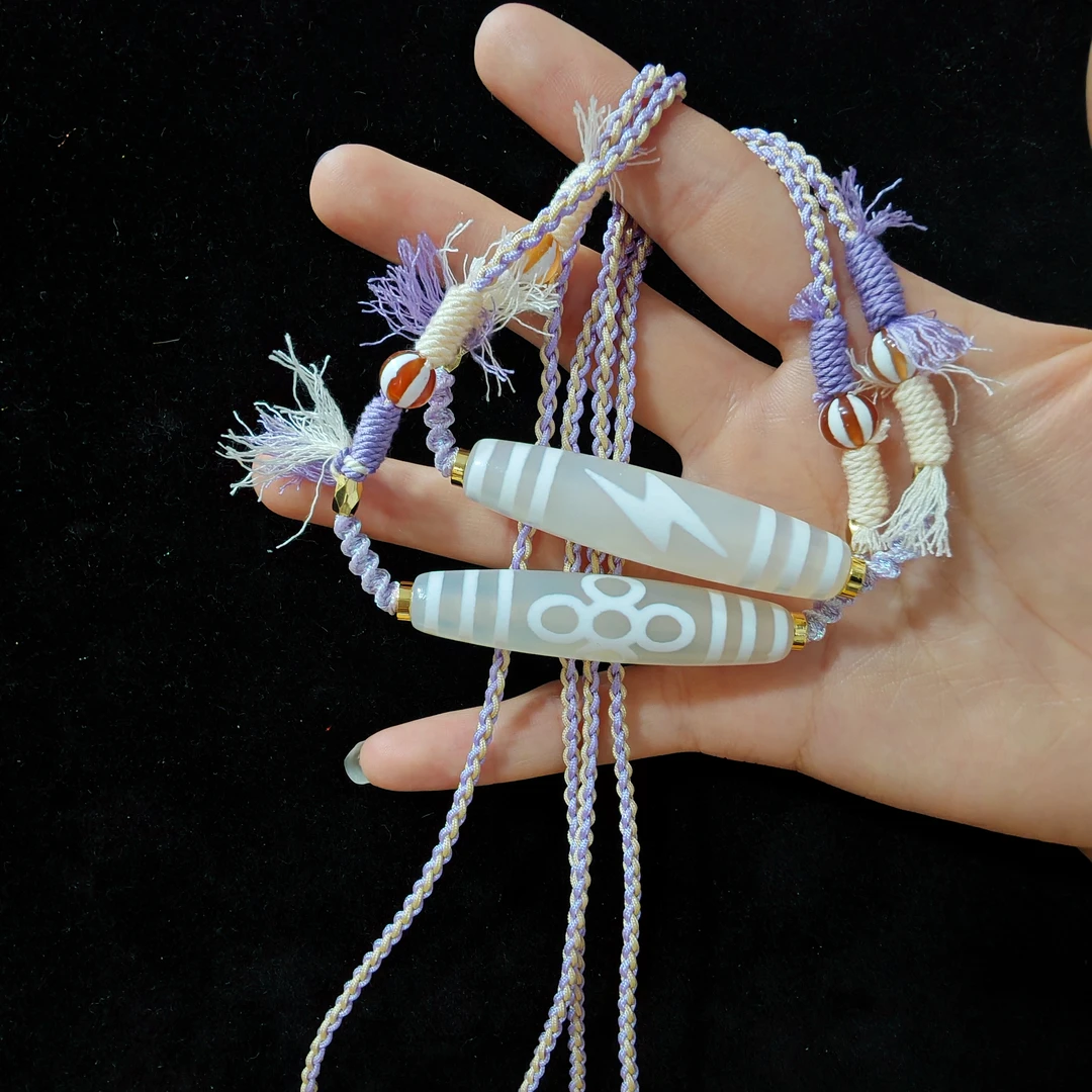 【曹美丽精选】H14231-玛瑙DIY脖挂（五眼闪电）多样性发其一-56*13mm