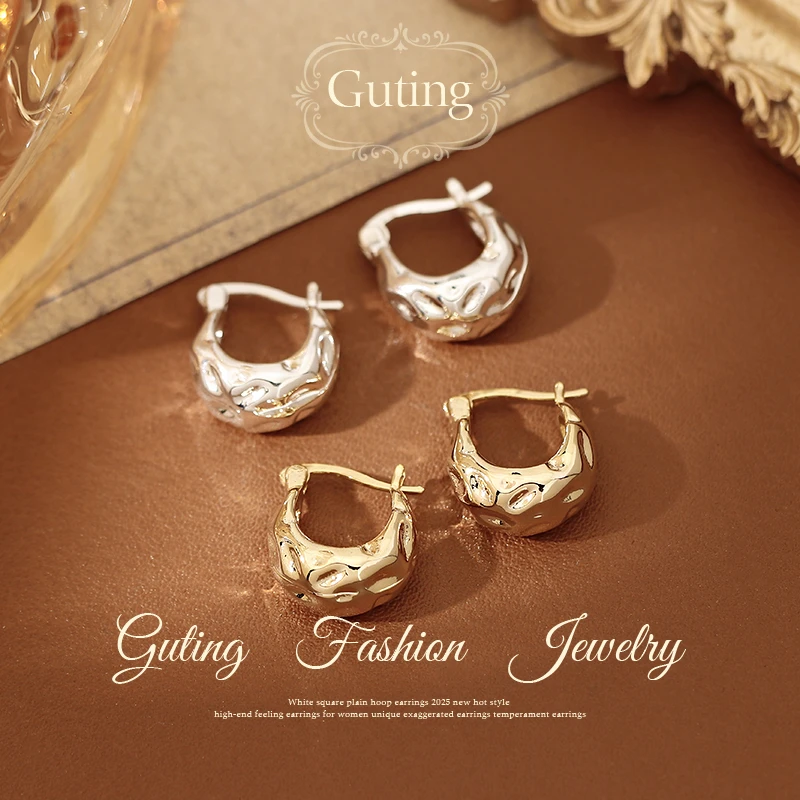 铜合金耳饰 22256金属不规则U型耳扣耳环女高级感耳钉精致耳饰