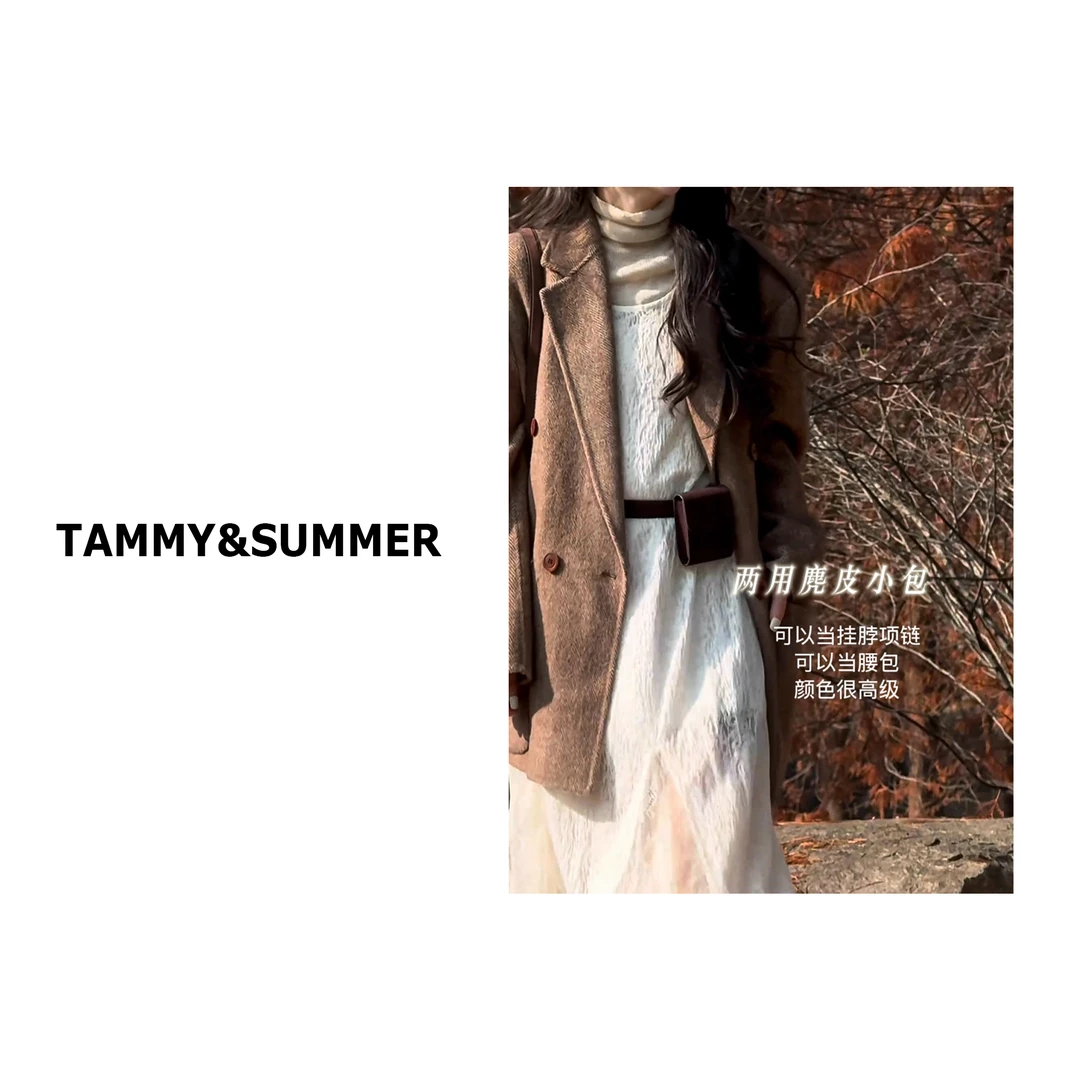 【Tammy&Summer】时尚百搭ins风复古磨砂牛皮便携腰包腰饰26756