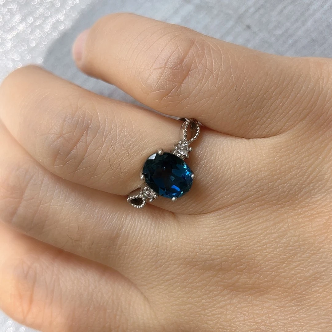 托帕石戒指银S925镶嵌设计款戒指