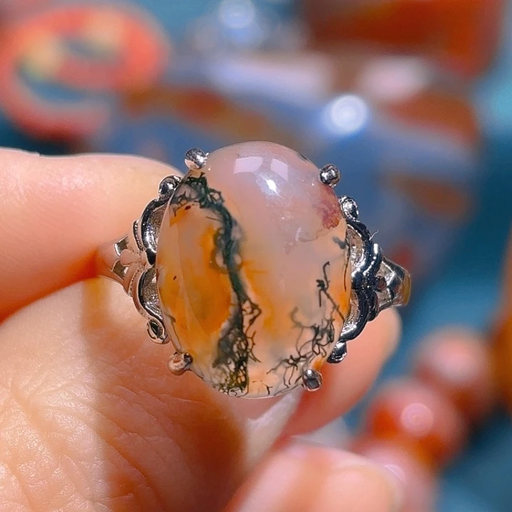 玛瑙/玉髓戒指银S925镶嵌