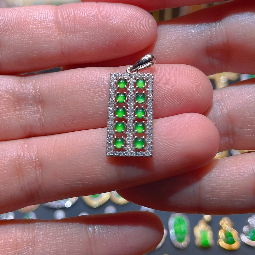 翡翠银S925镶嵌吊坠(不含链)