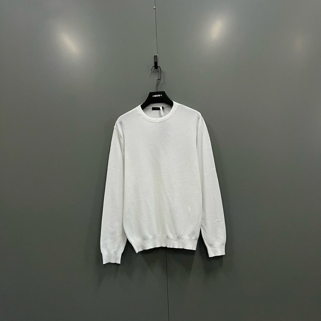 99新 ZEGNA 楠 白色细条纹针织长袖 54码/99新/015138