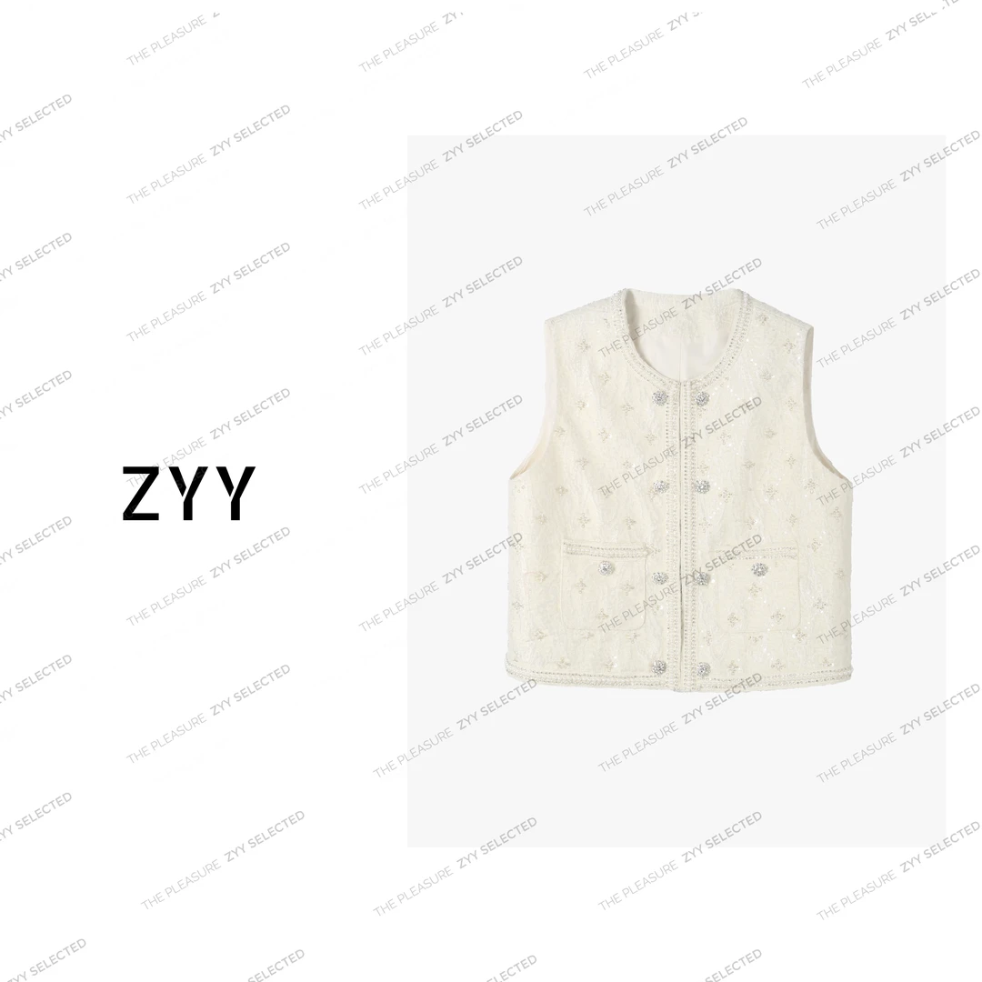 ZYY【春时江南】2025S/S新品钉珠提花设计感时尚马夹女X25CJ151
