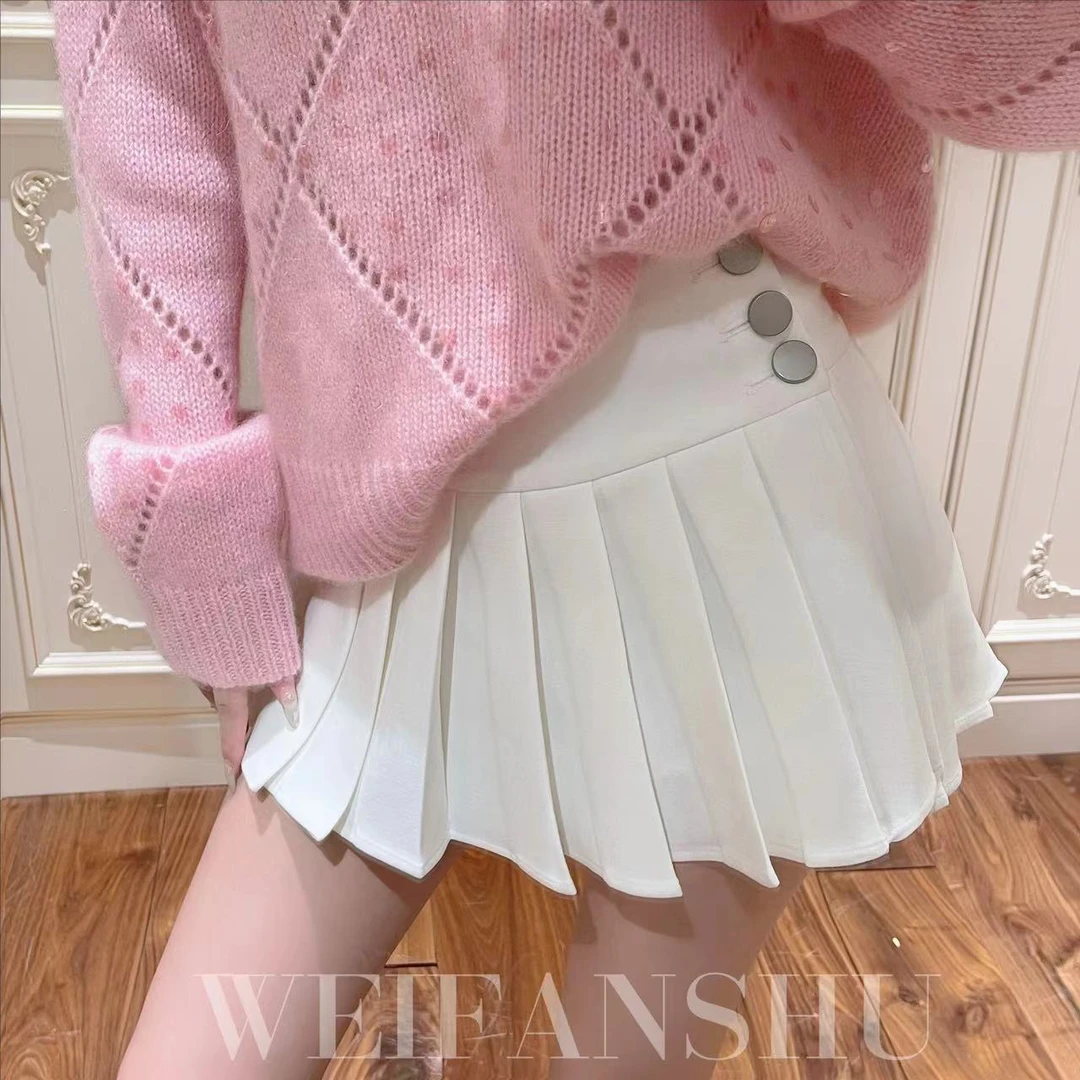 WEIFANSHU/魏凡舒【甜蜜陷阱】百褶半裙小个子高腰短款百搭女装