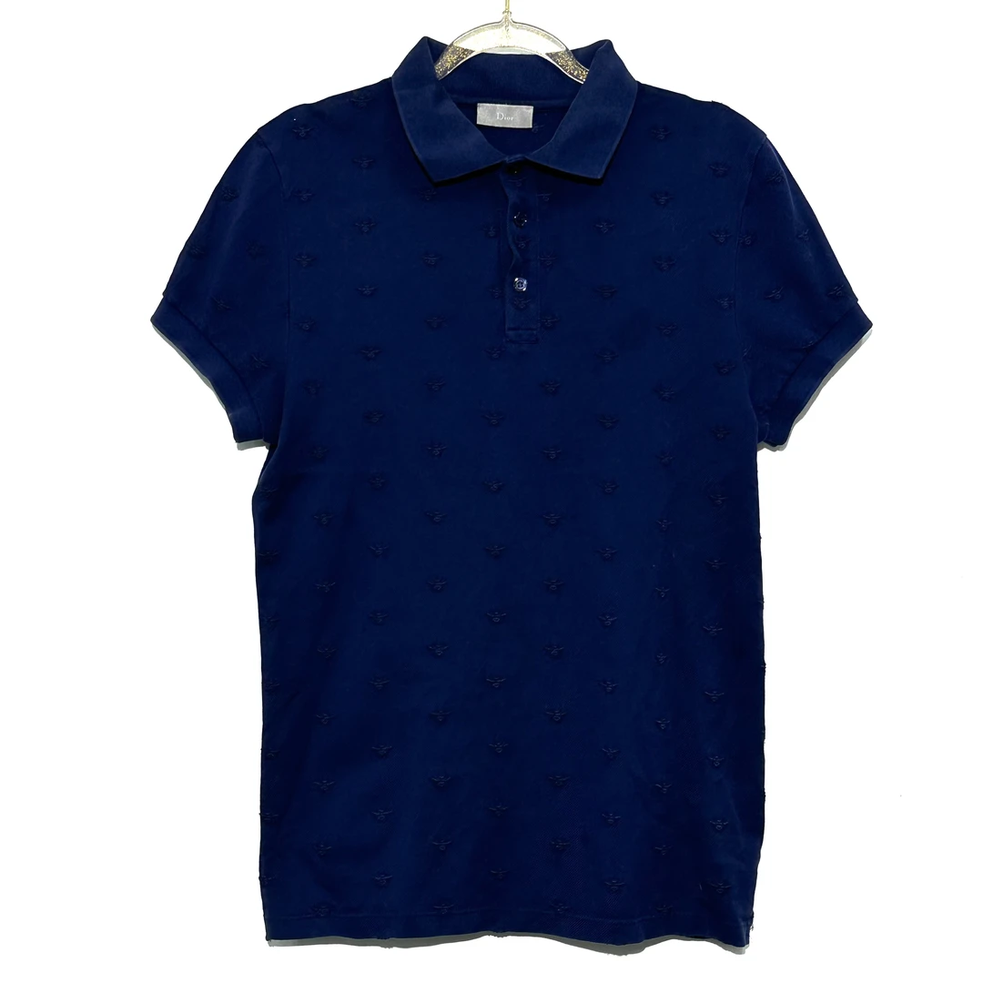 99新 DIOR/迪奥 XS码 刺绣蜜蜂蓝色polo衫短袖 0597