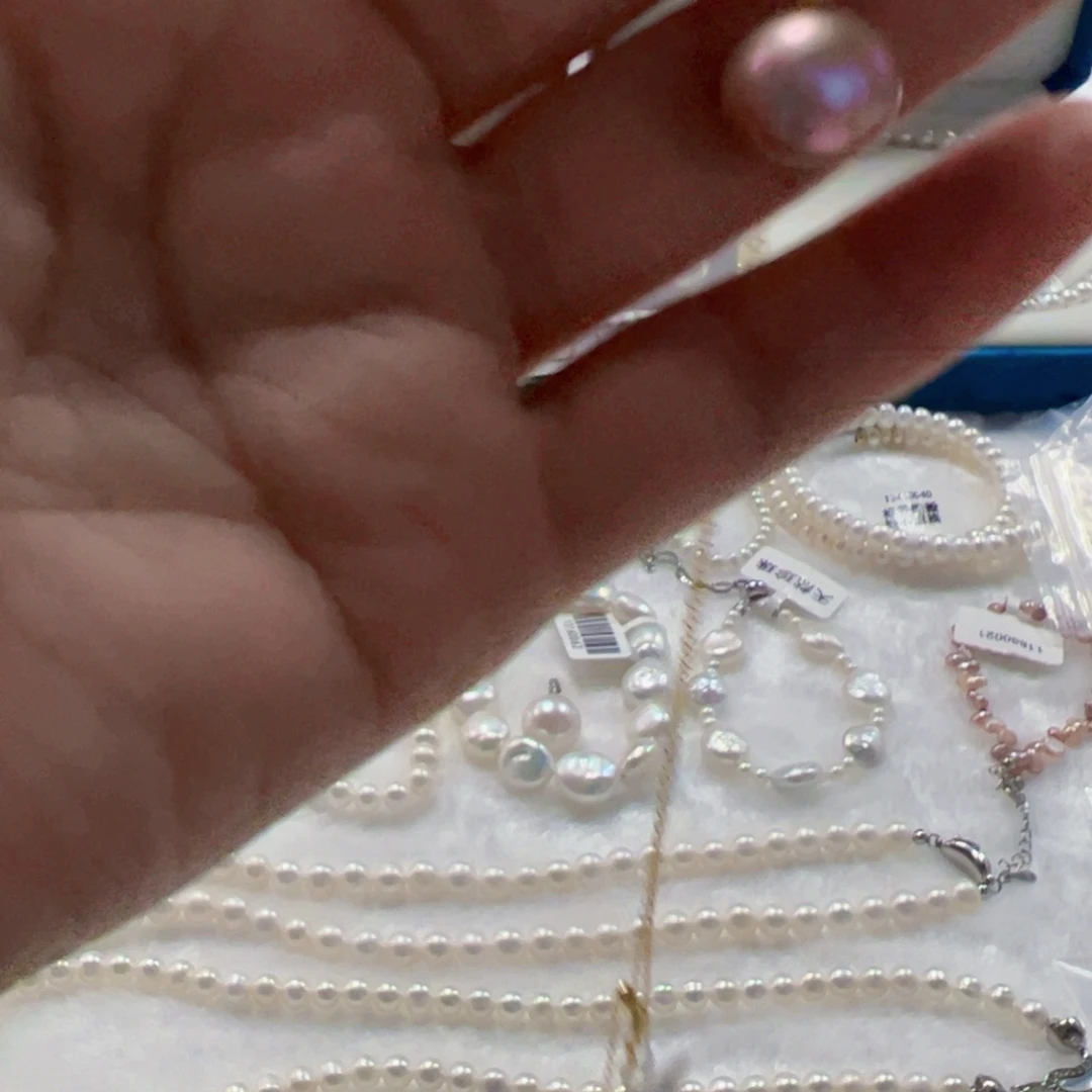手绳银S925镶嵌淡水珍珠