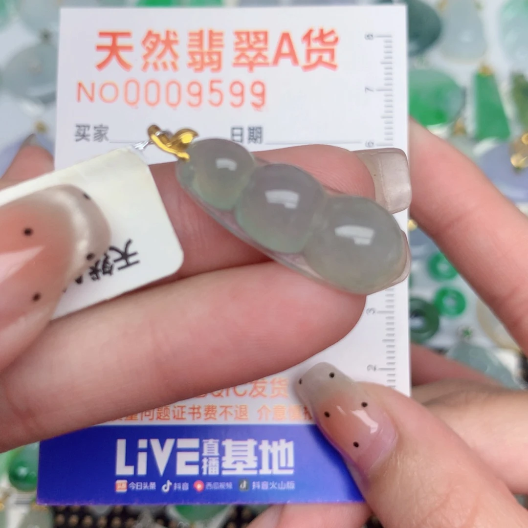 翡翠18K金镶嵌颈饰豆子