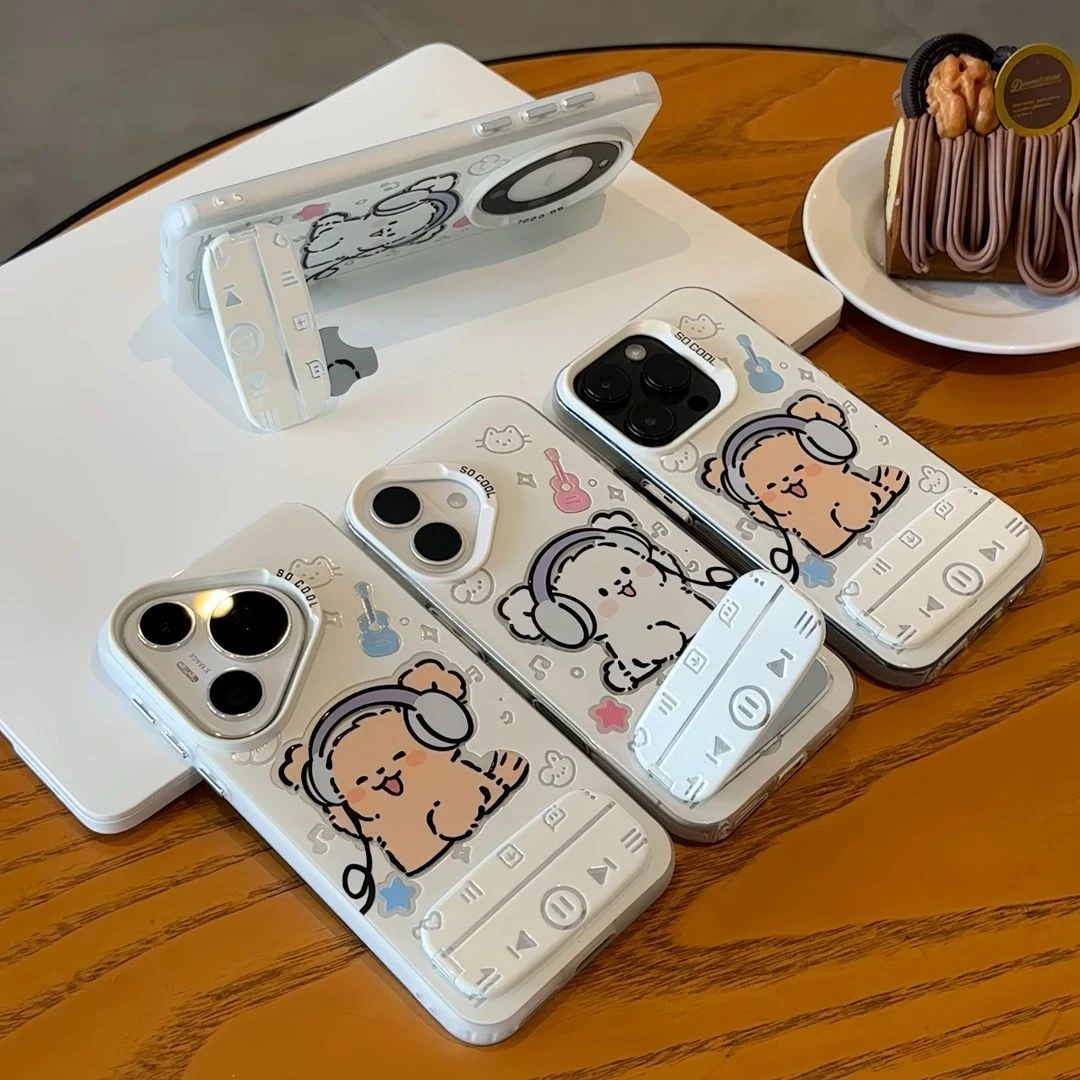 耳机小狗播放器支架适用苹果16promax手机壳可爱iphone15保护套14