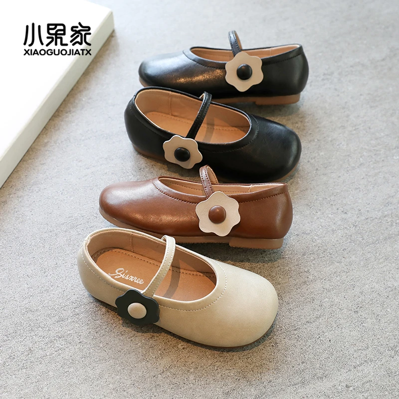 女童皮鞋春秋公主鞋单鞋可爱女童鞋小女孩豆豆鞋瓢鞋黑色儿童鞋子