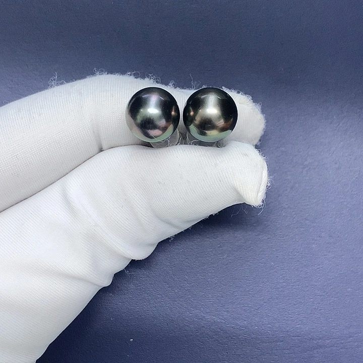 海水珍珠耳钉9-1018K金镶嵌