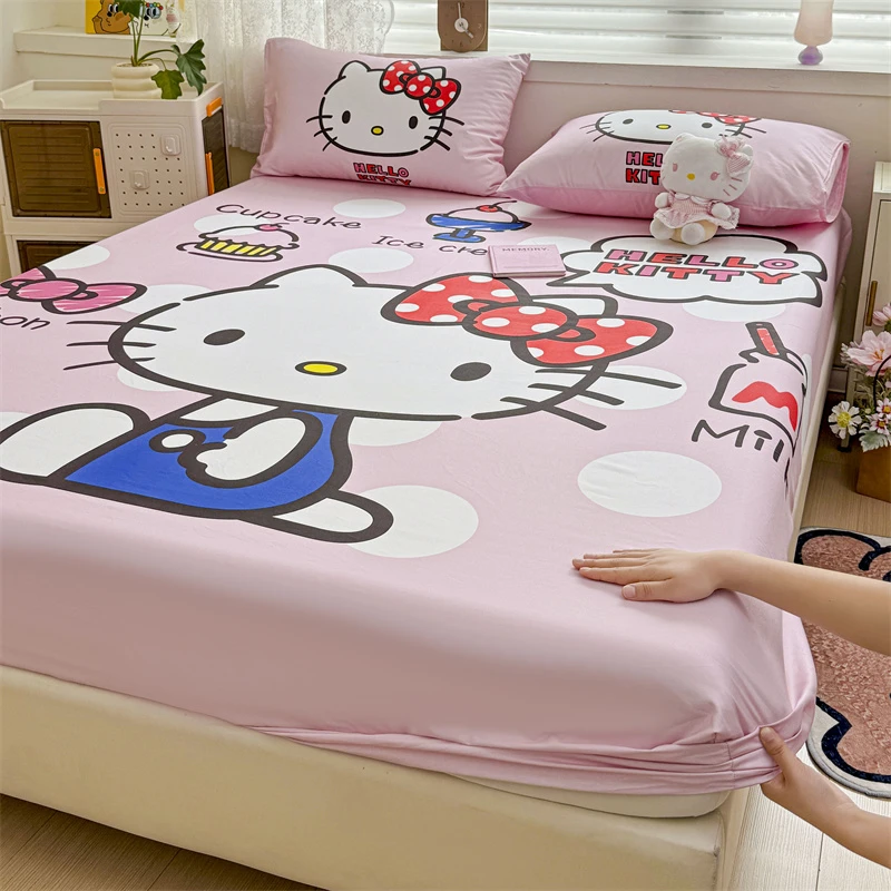 KT猫全棉防滑床笠单件席梦思床垫保护套纯棉床罩套学生宿舍三件套