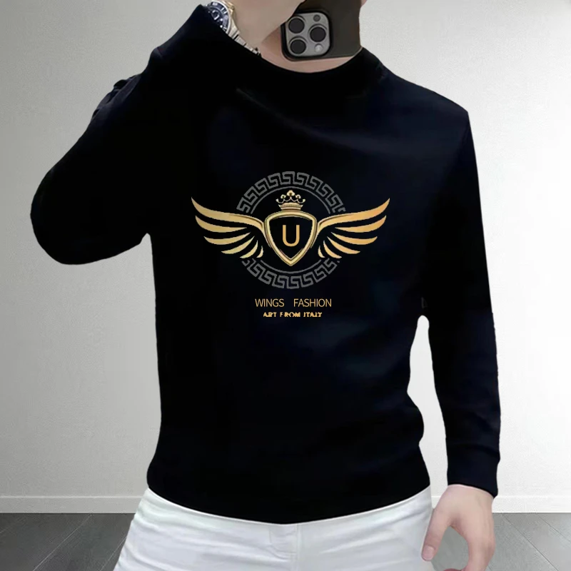 商务轻奢男士卫衣2025秋冬季加绒保暖长袖休闲潮流时尚大码打底衫