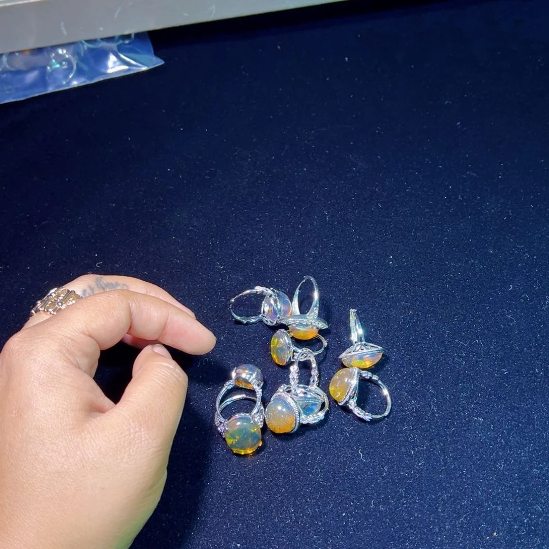 银S925镶嵌琥珀裸石琥珀