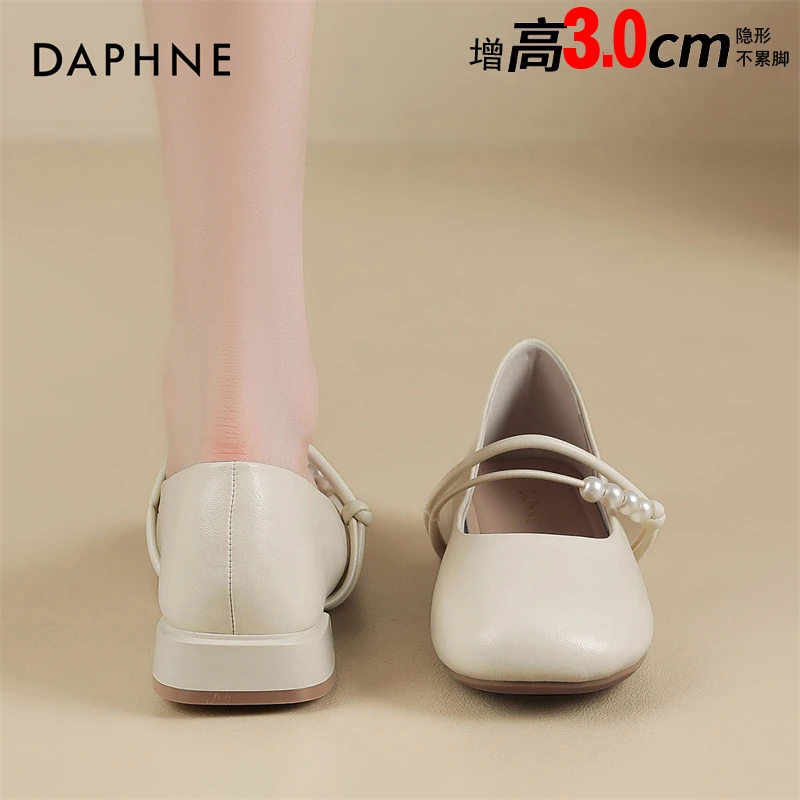 达芙妮白色玛丽珍鞋女鞋小香平底鞋子小皮鞋2025新款春春法式单鞋